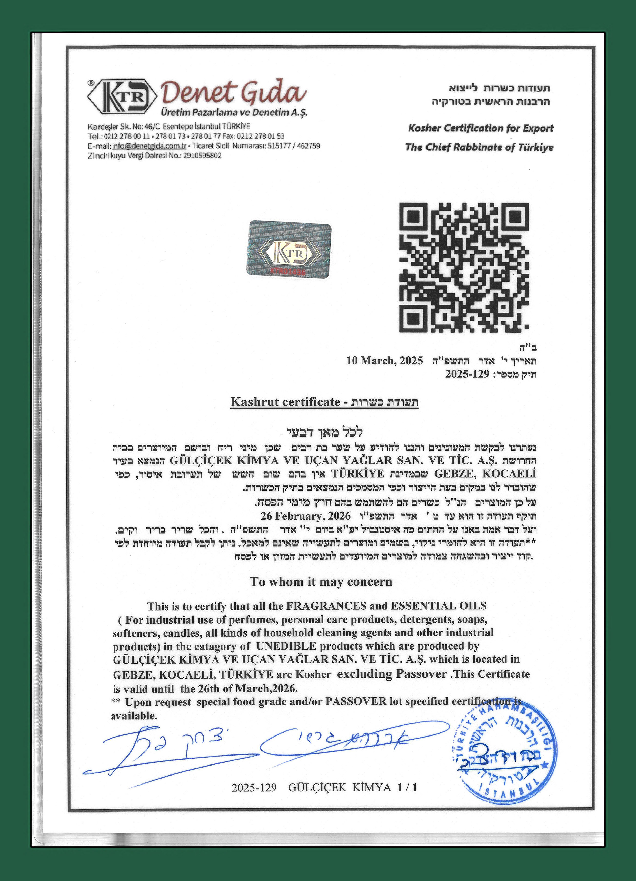 Cert Kosher 2025
